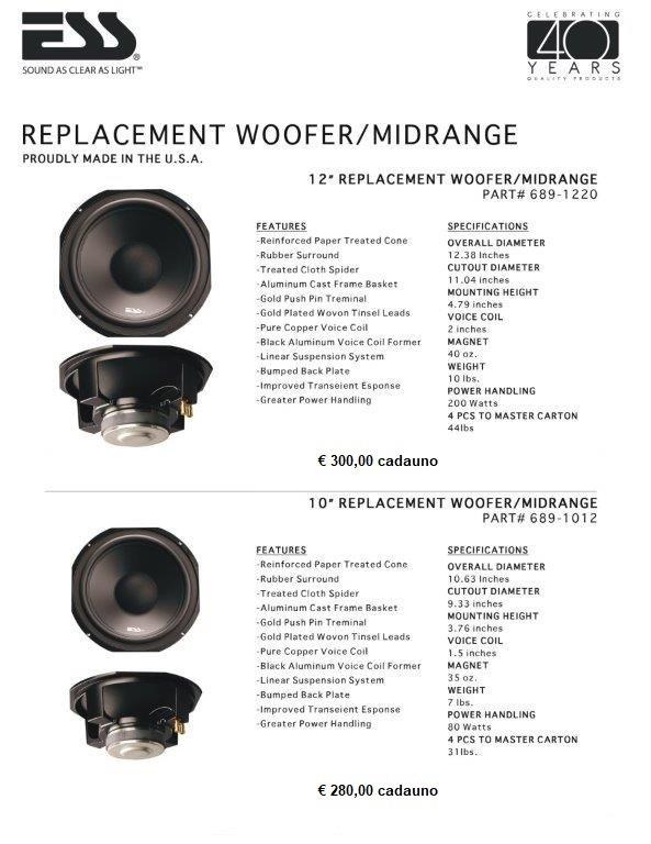 Replacement Woofer/Midrange