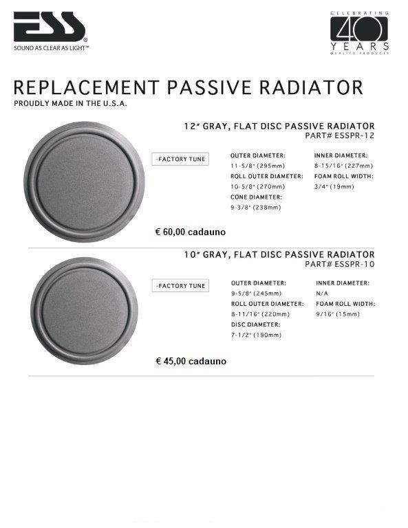 Replacement Passive Radiator